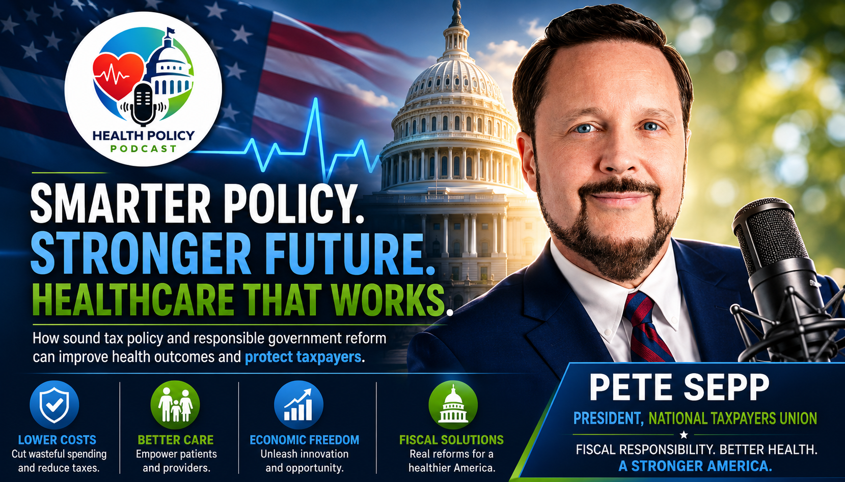 Health Policy Podcast episode featuring Pete Sepp discussing National Taxpayer Union President Pete Sepp on the Urgent Need for Medicare Reforms and Taxpayer Advocacy
