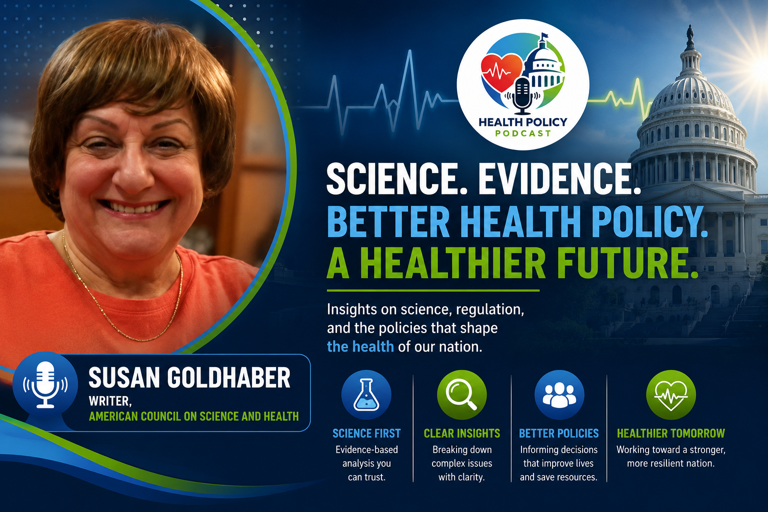 Health Policy Podcast episode featuring Susan Goldhaber discussing Susan Goldhaber Discusses the Fluoride Controversy and Public Health
